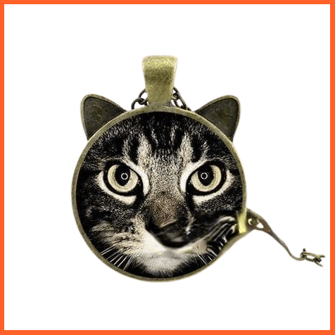 whatagift.com.au Accessories 6 Cat Necklace | Necklace For Pet Lovers Cat Pendant With Two Ears Glass Cabochon Jewellery