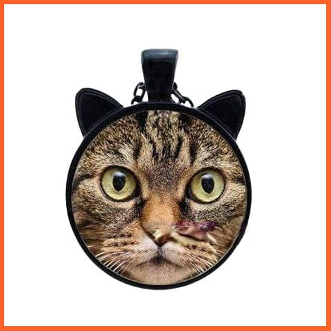whatagift.com.au Accessories 7 Cat Necklace | Necklace For Pet Lovers Cat Pendant With Two Ears Glass Cabochon Jewellery