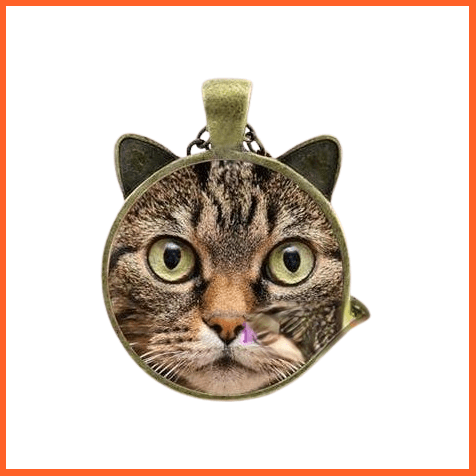 whatagift.com.au Accessories 9 Cat Necklace | Necklace For Pet Lovers Cat Pendant With Two Ears Glass Cabochon Jewellery