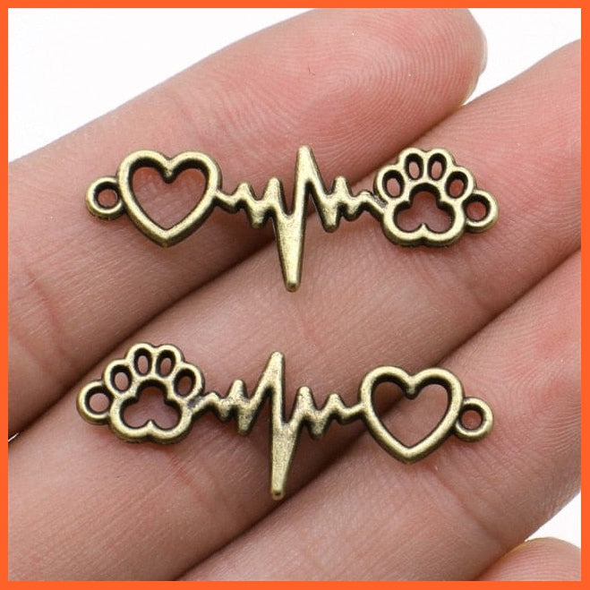 20Pcs 12X34Mm Jewelry Diy Handmade Craft Charms Dog Claw Love Heartbeat | whatagift.com.au.