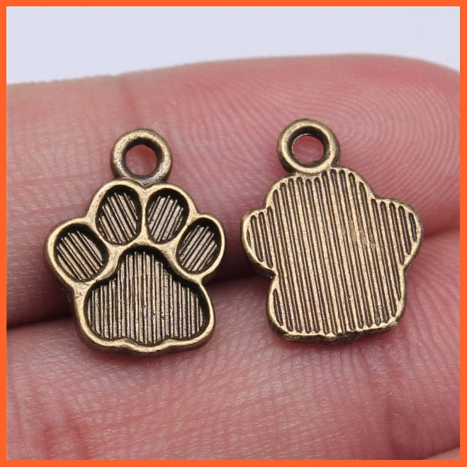 20Pcs 15X12Mm 2 Colors Metal Dog Paw Print Footprint Charms Pendant For Necklace Bracelet Jewelry Making | whatagift.com.au.