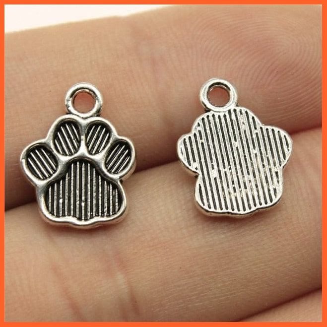 20Pcs 15X12Mm 2 Colors Metal Dog Paw Print Footprint Charms Pendant For Necklace Bracelet Jewelry Making | whatagift.com.au.