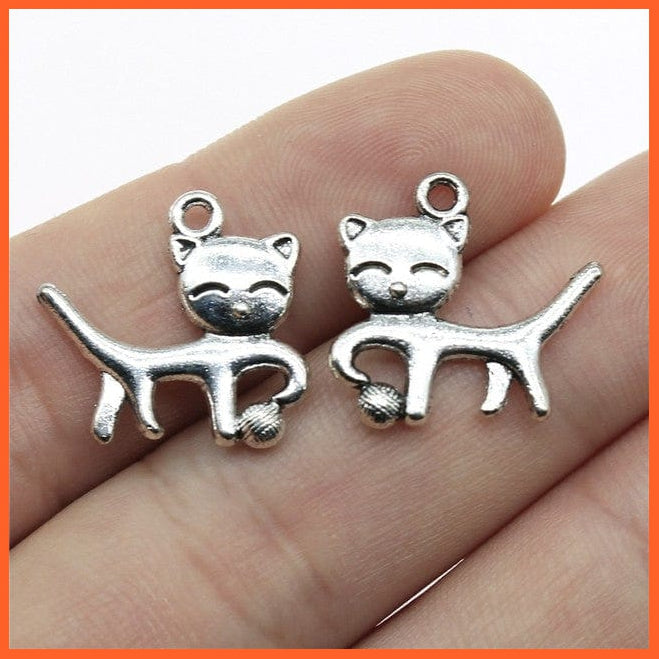 whatagift.com.au Accessories B10218-19x18mm 20pcs Cat Pendant Charms Silver Color | DIY Cat Charms For Bracelet Jewelry Making