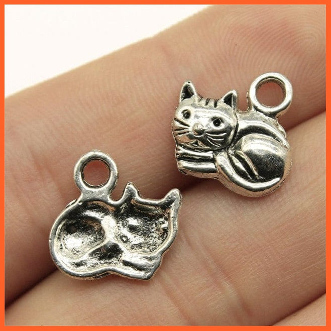 whatagift.com.au Accessories B10259-15x13mm 20pcs Cat Pendant Charms Silver Color | DIY Cat Charms For Bracelet Jewelry Making