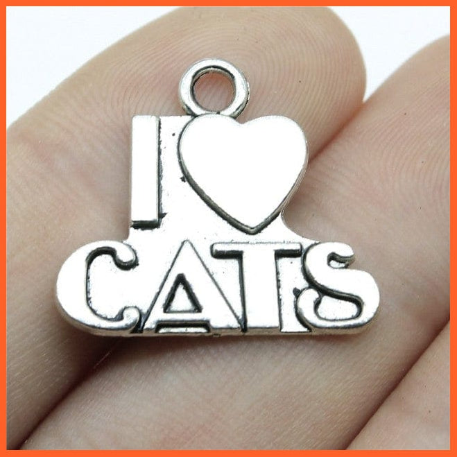 whatagift.com.au Accessories B10296-23x21mm 10pcs Charms Cat Antique Silver Color Cute Cat Pendant For Jewelry Making