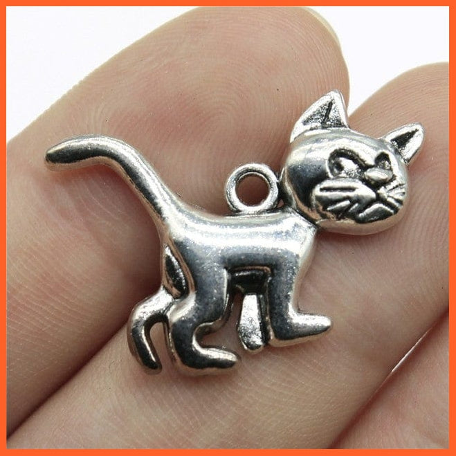 whatagift.com.au Accessories B10857-30x22mm 10pcs Charms Cat Antique Silver Color Cute Cat Pendant For Jewelry Making
