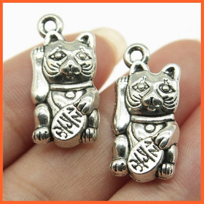 whatagift.com.au Accessories B10896-23x11mm 10pcs Charms Cat Antique Silver Color Cute Cat Pendant For Jewelry Making