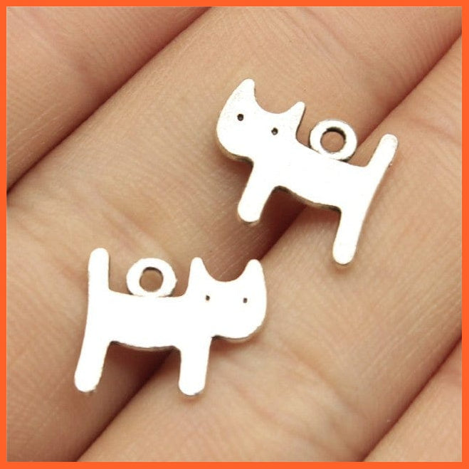 whatagift.com.au Accessories B11038-14x12mm 20pcs Cat Pendant Charms Silver Color |  DIY Cat Charms For Bracelet Jewelry Making