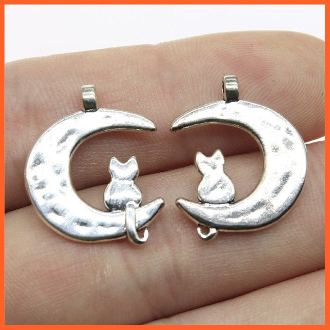 whatagift.com.au Accessories B11390-22x18mm 10pcs Charms Cat Antique Silver Color Cute Cat Pendant For Jewelry Making