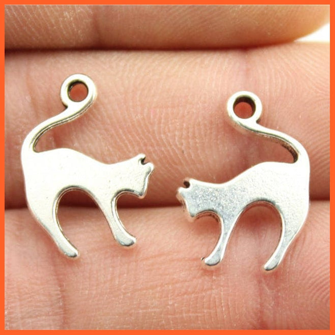 whatagift.com.au Accessories B12440-19x14mm 10pcs Charms Cat Antique Silver Color Cute Cat Pendant For Jewelry Making
