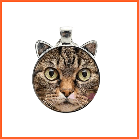 whatagift.com.au Accessories Cat Necklace | Necklace For Pet Lovers Cat Pendant With Two Ears Glass Cabochon Jewellery