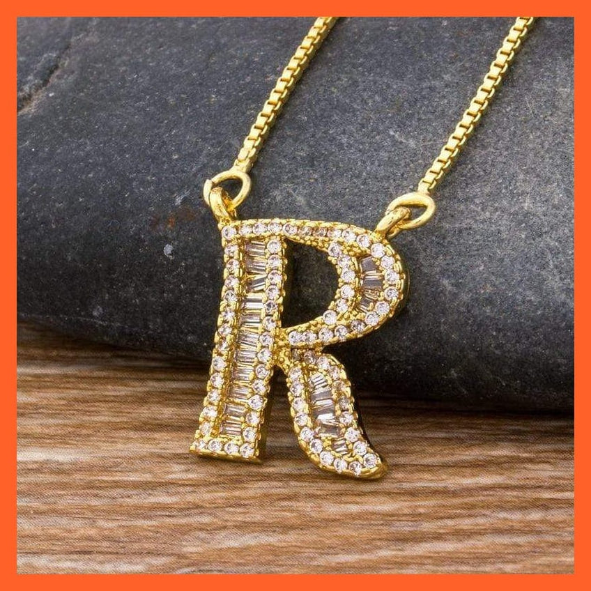 Gold Necklace With Initial Pendant | Women Cute Initials Name Necklace | whatagift.com.au.