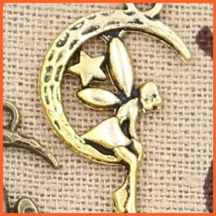 whatagift.com.au Accessories Gold-color 30pcs Charms Fairy Angel Moon Star 25x14mm Handmade Pendant DIY Jewelry Making