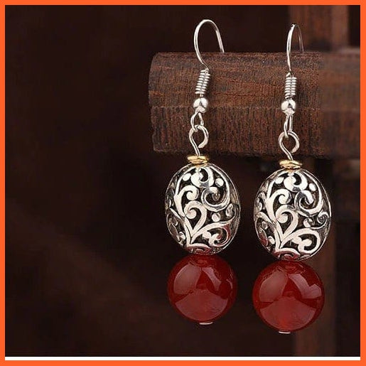 Handmade Vintage Tibetan Earring | Original Nature Stones Metal Jewelry Exotic Earrings | whatagift.com.au.