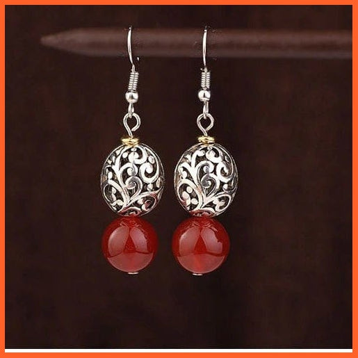 Handmade Vintage Tibetan Earring | Original Nature Stones Metal Jewelry Exotic Earrings | whatagift.com.au.