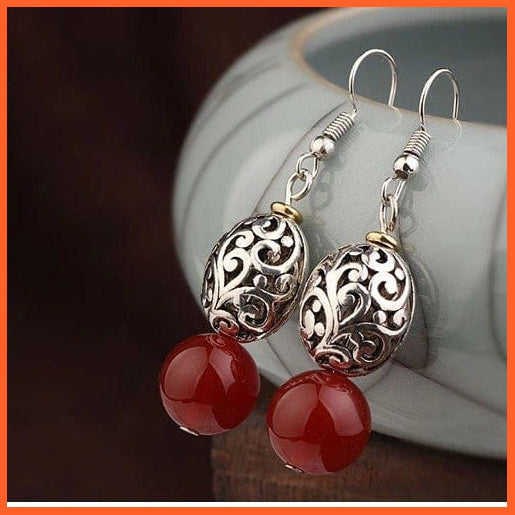 Handmade Vintage Tibetan Earring | Original Nature Stones Metal Jewelry Exotic Earrings | whatagift.com.au.