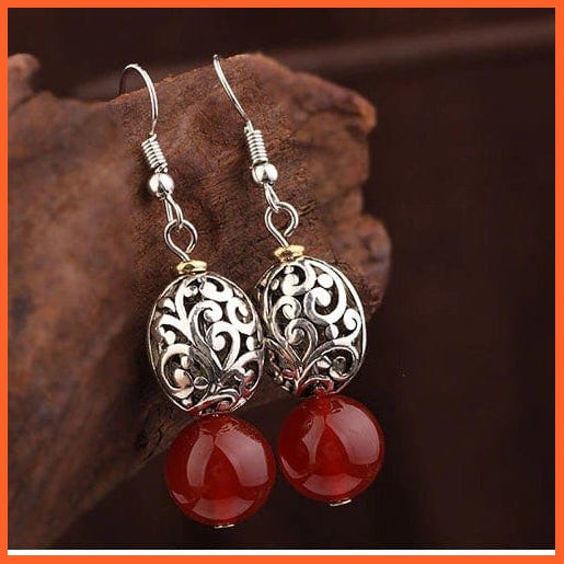 Handmade Vintage Tibetan Earring | Original Nature Stones Metal Jewelry Exotic Earrings | whatagift.com.au.
