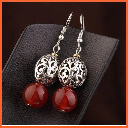 Handmade Vintage Tibetan Earring | Original Nature Stones Metal Jewelry Exotic Earrings | whatagift.com.au.