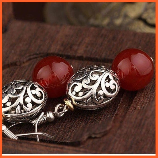 Handmade Vintage Tibetan Earring | Original Nature Stones Metal Jewelry Exotic Earrings | whatagift.com.au.