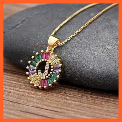whatagift.com.au Accessories J Multi Color Gold Plated Pendant & Necklace