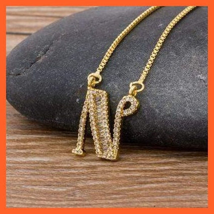 Gold Necklace With Initial Pendant | Women Cute Initials Name Necklace | whatagift.com.au.