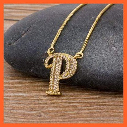 Gold Necklace With Initial Pendant | Women Cute Initials Name Necklace | whatagift.com.au.