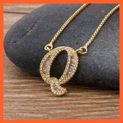 Gold Necklace With Initial Pendant | Women Cute Initials Name Necklace | whatagift.com.au.