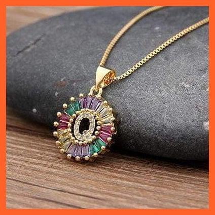 whatagift.com.au Accessories Q Multi Color Gold Plated Pendant & Necklace