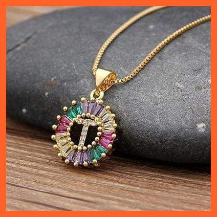 whatagift.com.au Accessories T Multi Color Gold Plated Pendant & Necklace
