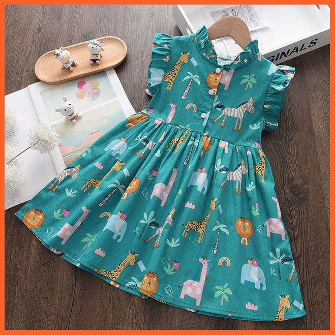 whatagift.com.au AH4327Green / 5T Floral Print Dress For Girls