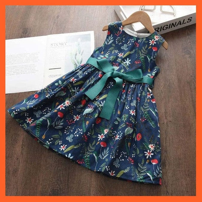 whatagift.com.au AH4412Navy Blue / 3T Floral Print Dress For Baby Girl