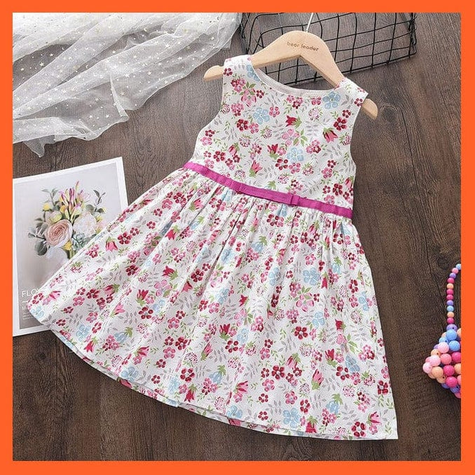 whatagift.com.au AH4417 Pink / 3T Baby Cartoon Cute Printed Sleeveless Dress