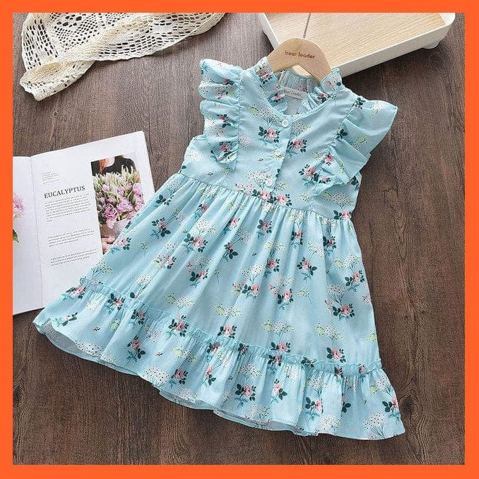 whatagift.com.au AH4881 Green / 3T Girls New Summer Flower Dresses