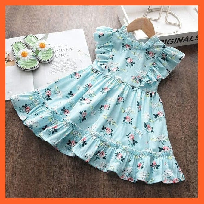 whatagift.com.au AH4881Green / 3T Baby Cartoon Cute Printed Sleeveless Dress