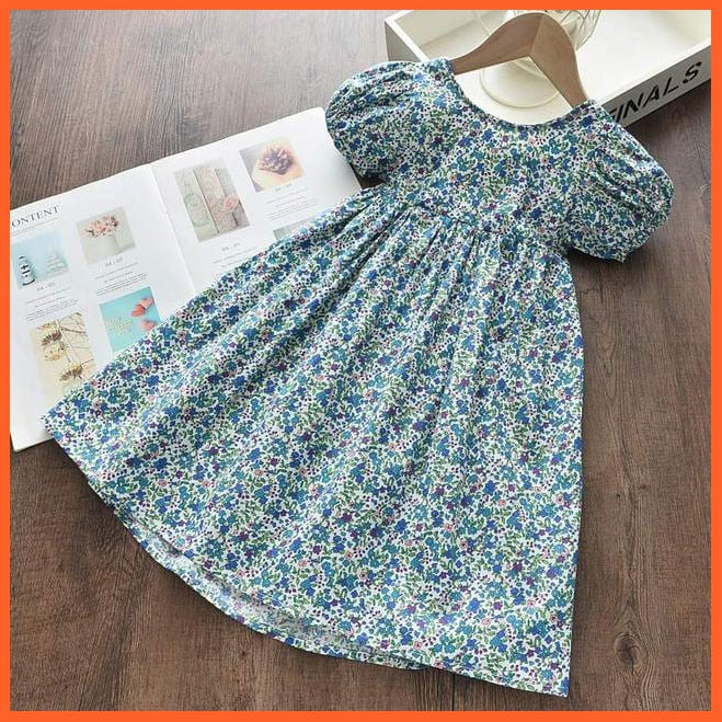 whatagift.com.au AH535Blue / 4T floral Print Dress for Baby Girl