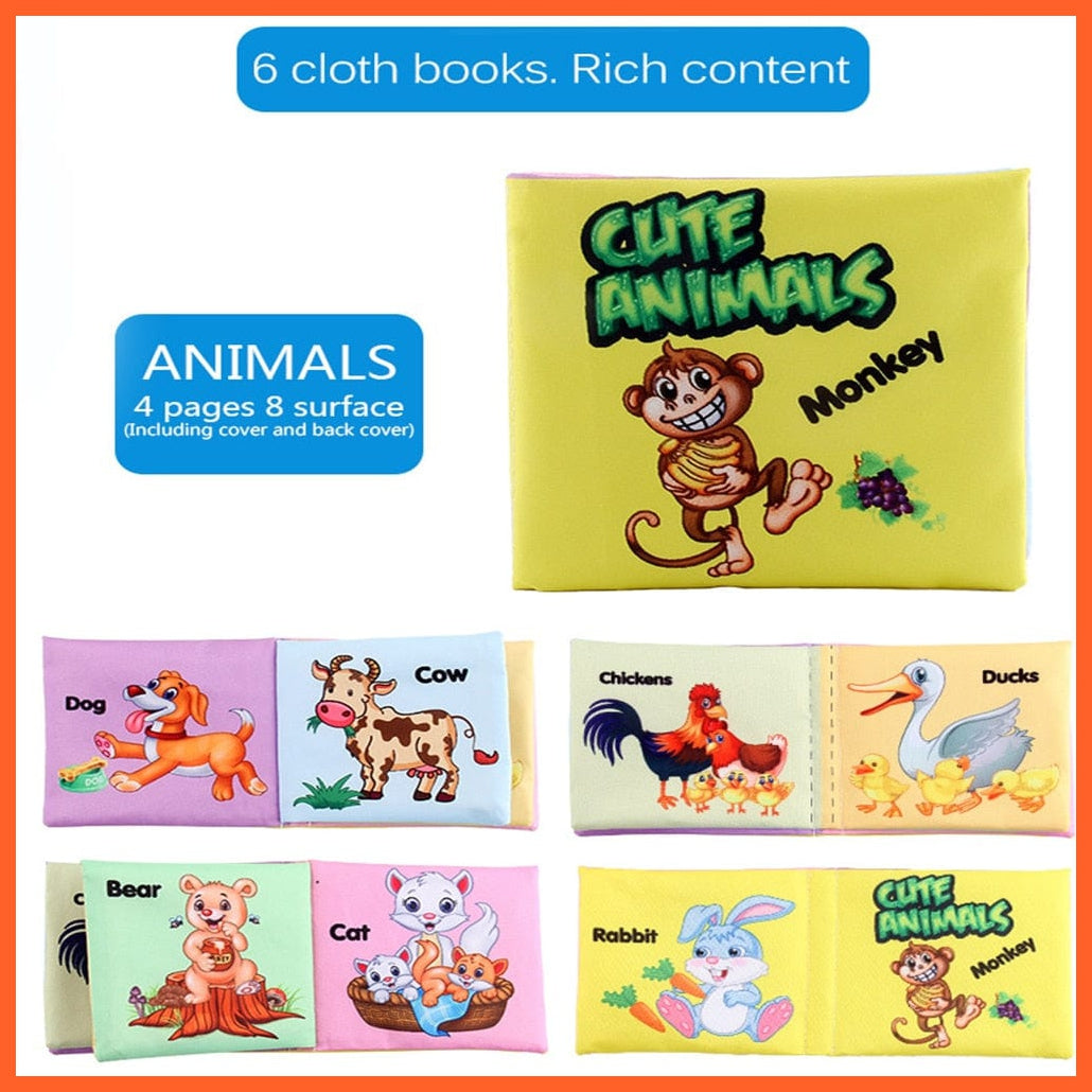 whatagift.com.au Animal New Born Washable Fabric Learning Book