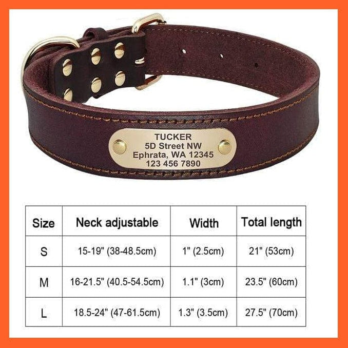 whatagift.com.au Animals & Pet Supplies 014-4BR / L Customized Leather Dog Collar | Engraved Pet Id Tag Collars | For Small Medium Large Dogs French Bulldog Pug Pitbull
