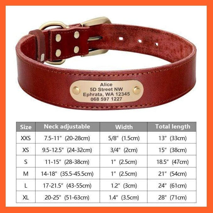 whatagift.com.au Animals & Pet Supplies 082RE / XS Customized Leather Dog Collar | Engraved Pet Id Tag Collars | For Small Medium Large Dogs French Bulldog Pug Pitbull