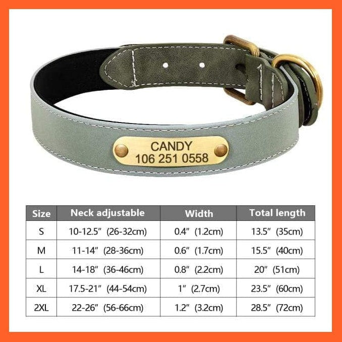 whatagift.com.au Animals & Pet Supplies 092GREEN / M Customized Leather Dog Collar | Engraved Pet Id Tag Collars