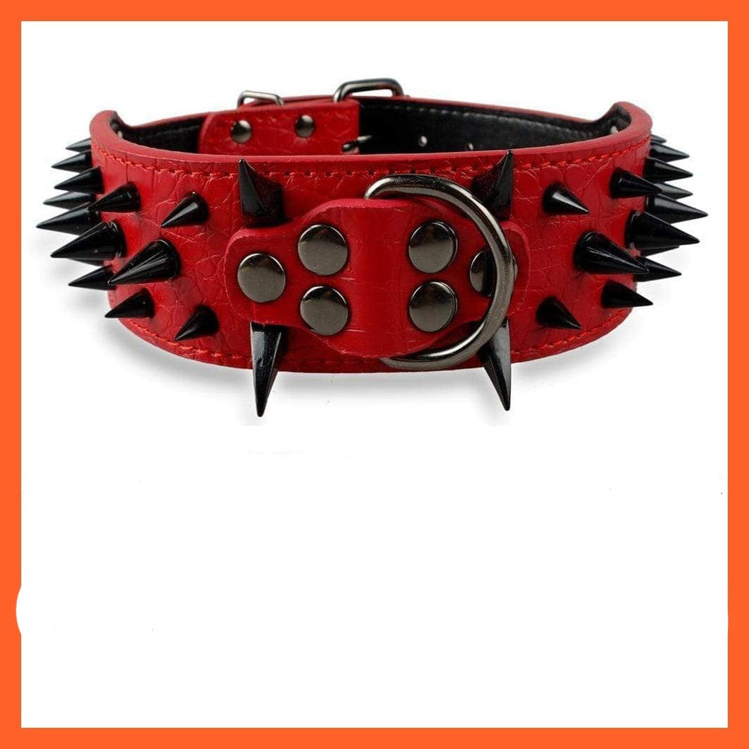 whatagift.com.au Animals & Pet Supplies 2" Wide Sharp Spiked Studded Leather Dog Collars |  Big Dog Adjustable Collar