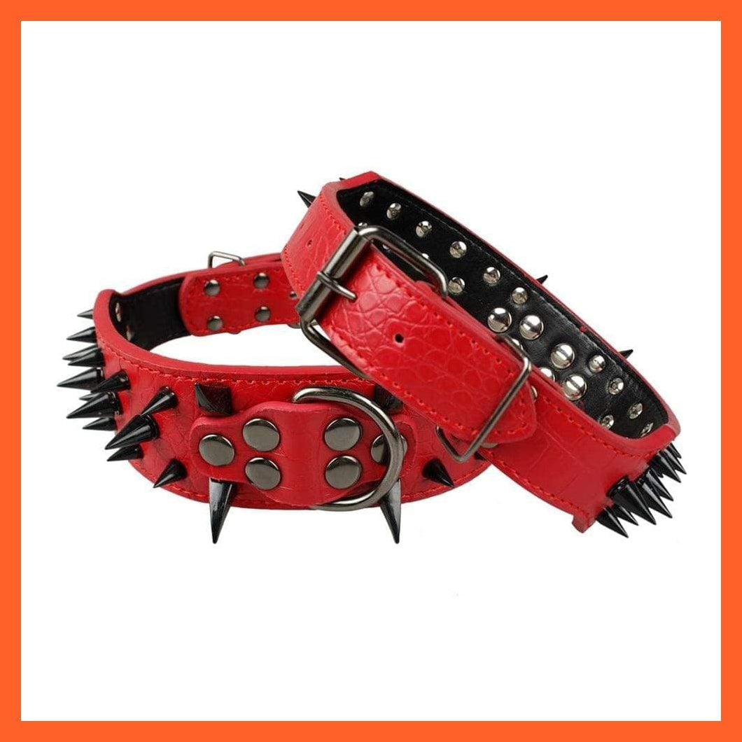 whatagift.com.au Animals & Pet Supplies 2" Wide Sharp Spiked Studded Leather Dog Collars |  Big Dog Adjustable Collar