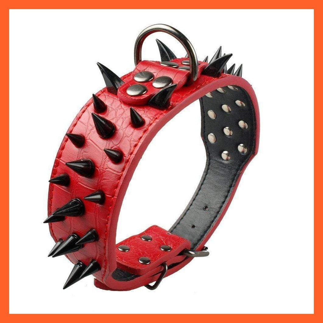 whatagift.com.au Animals & Pet Supplies 2" Wide Sharp Spiked Studded Leather Dog Collars |  Big Dog Adjustable Collar