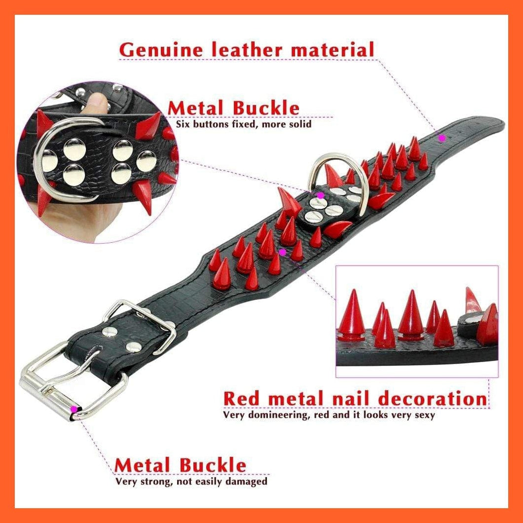 whatagift.com.au Animals & Pet Supplies 2" Wide Sharp Spiked Studded Leather Dog Collars |  Big Dog Adjustable Collar