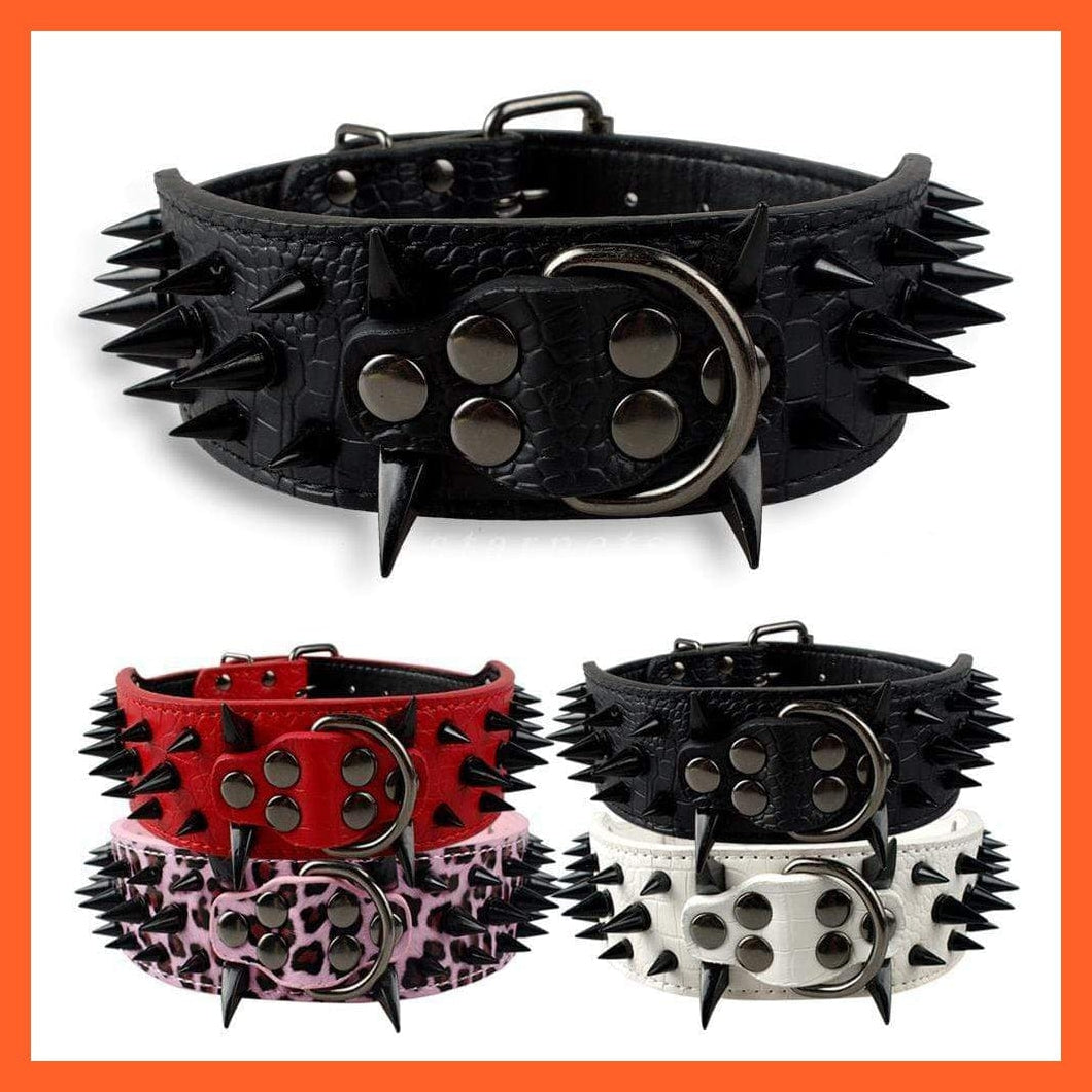 whatagift.com.au Animals & Pet Supplies 2" Wide Sharp Spiked Studded Leather Dog Collars |  Big Dog Adjustable Collar