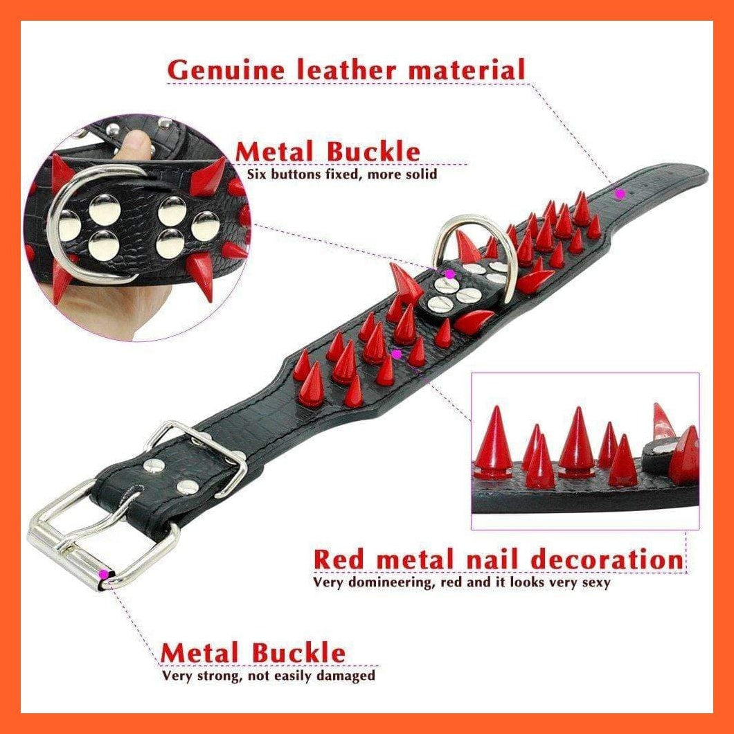 whatagift.com.au Animals & Pet Supplies 2" Wide Sharp Spiked Studded Leather Dog Collars |  Big Dog Adjustable Collar