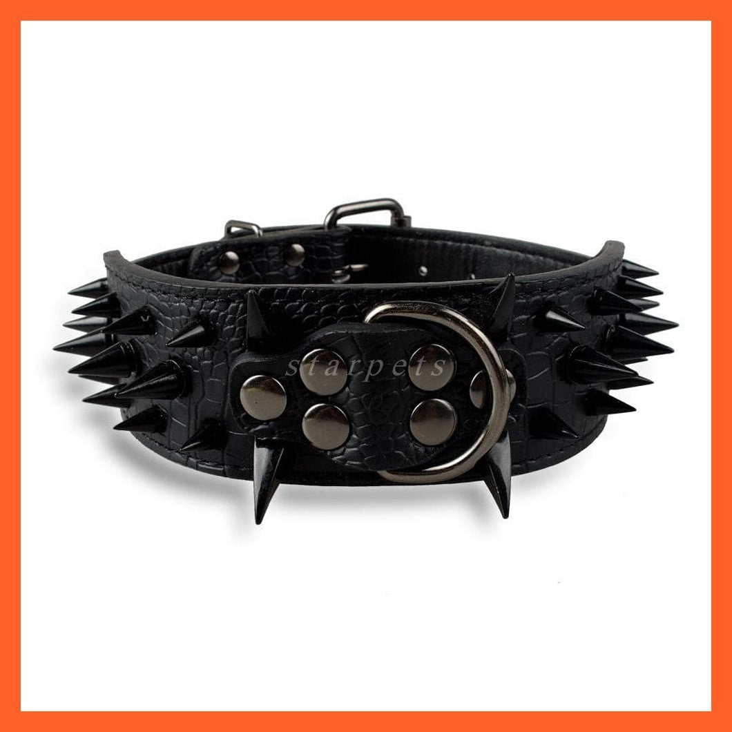 whatagift.com.au Animals & Pet Supplies 2" Wide Sharp Spiked Studded Leather Dog Collars |  Big Dog Adjustable Collar