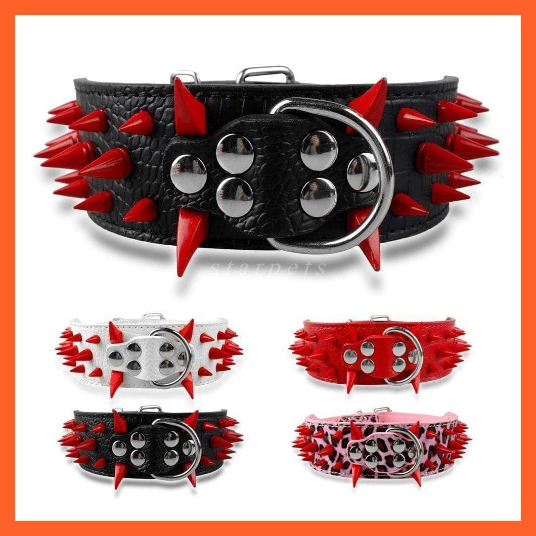 whatagift.com.au Animals & Pet Supplies 2" Wide Sharp Spiked Studded Leather Dog Collars |  Big Dog Adjustable Collar