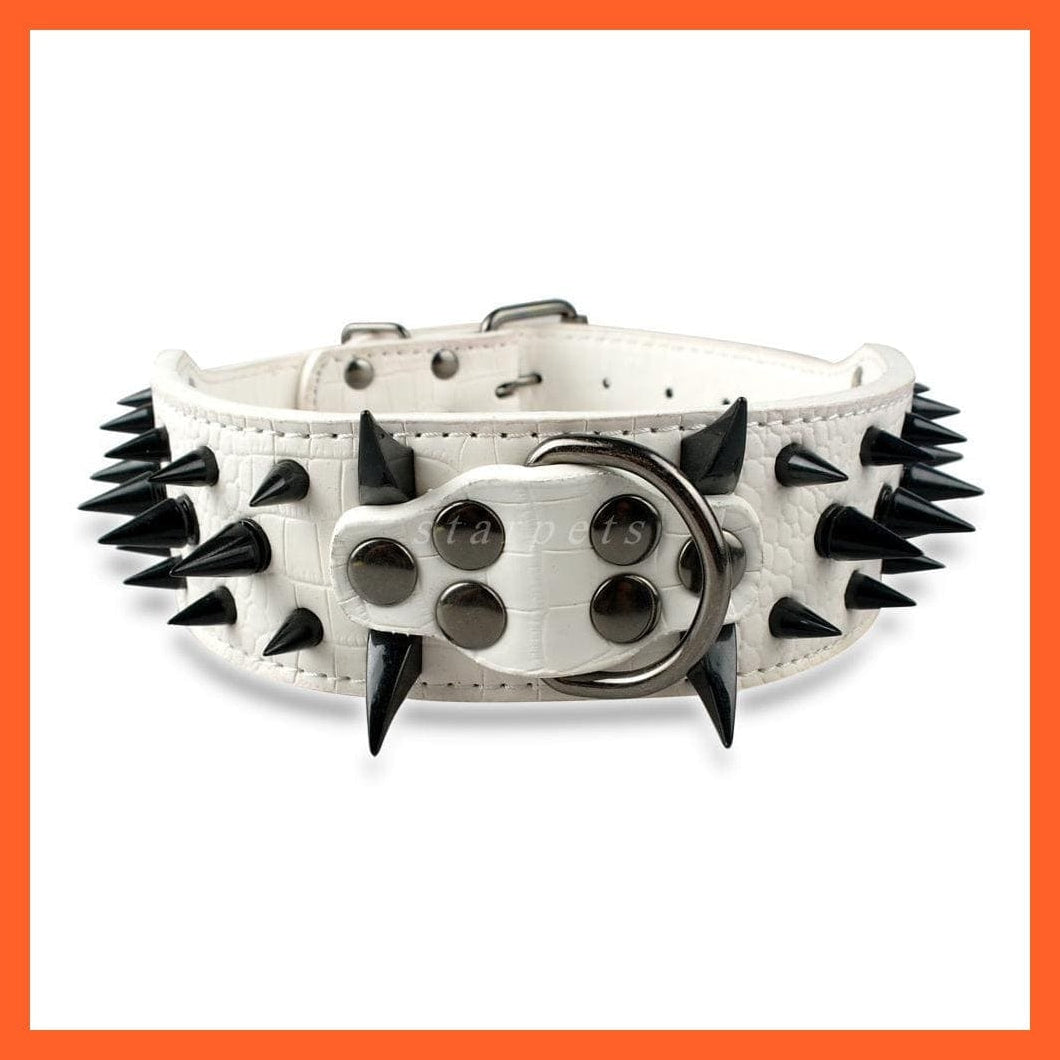 whatagift.com.au Animals & Pet Supplies 2" Wide Sharp Spiked Studded Leather Dog Collars |  Big Dog Adjustable Collar