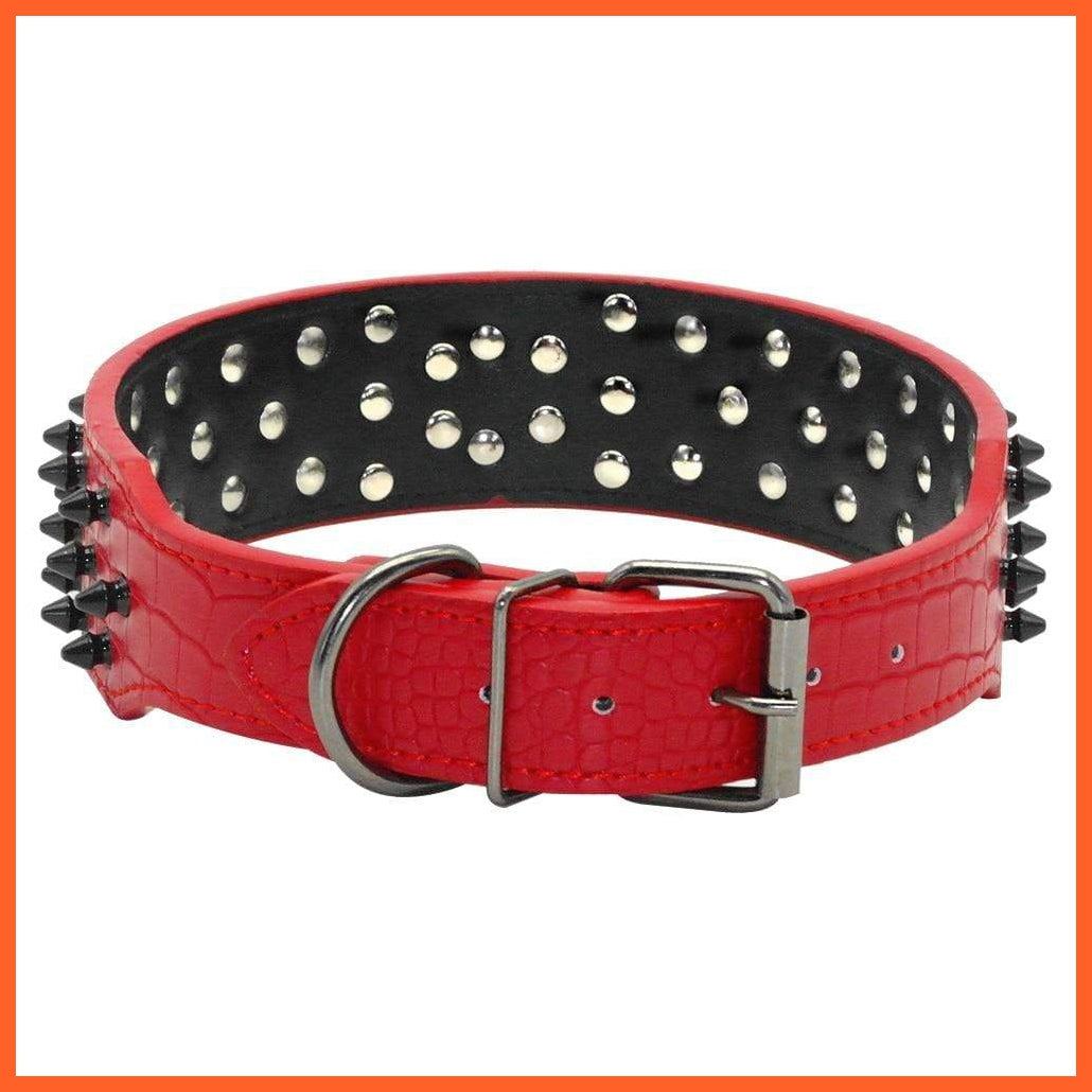 2" Wide Spiked Studded Leather Dog Collar | Bullet Rivets With Cool Skull Pet Accessories | For Medium Large Dogs Pitbull Boxer S-Xl | whatagift.com.au.