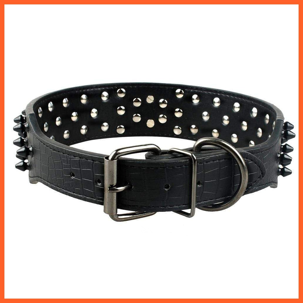 2" Wide Spiked Studded Leather Dog Collar | Bullet Rivets With Cool Skull Pet Accessories | For Medium Large Dogs Pitbull Boxer S-Xl | whatagift.com.au.